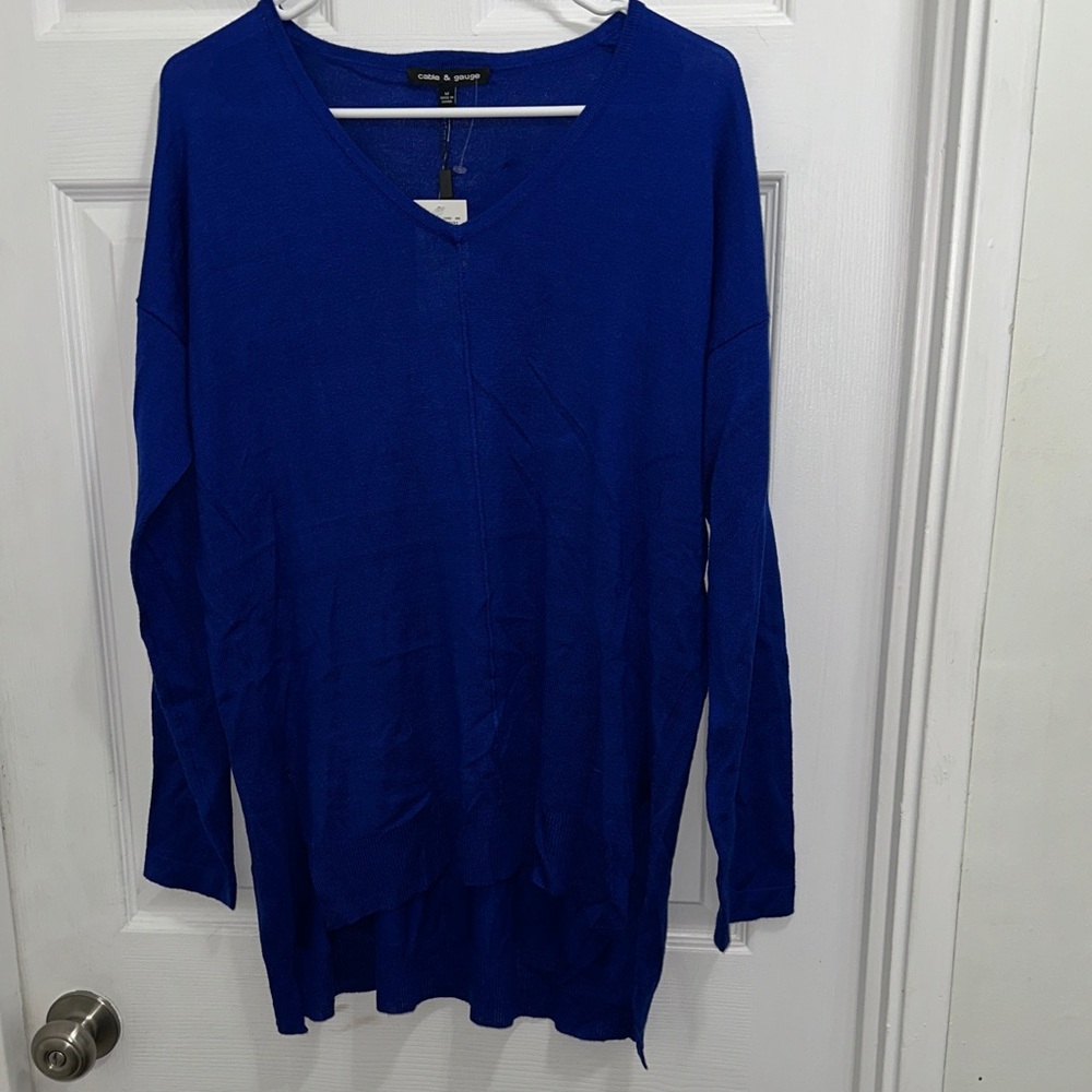 Cable & Gauge Royal Blue V-Neck Long Sleeve Tunic NWT
